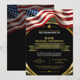 US-Armee-Beförderung Amerikanische Flagge Gold S Einladung