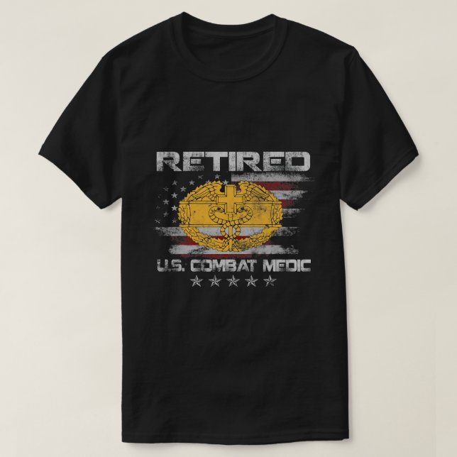 US Army Remüde Combat Medic Proud Veteran Medica T-Shirt (Design vorne)