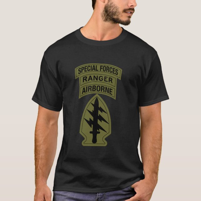 US Army Special Forces SF Ranger Tab OD Green T-Shirt (Vorderseite)