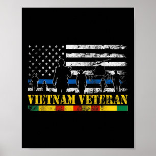 US Army Vietnam Veteran American Flag Soldier Vie Poster