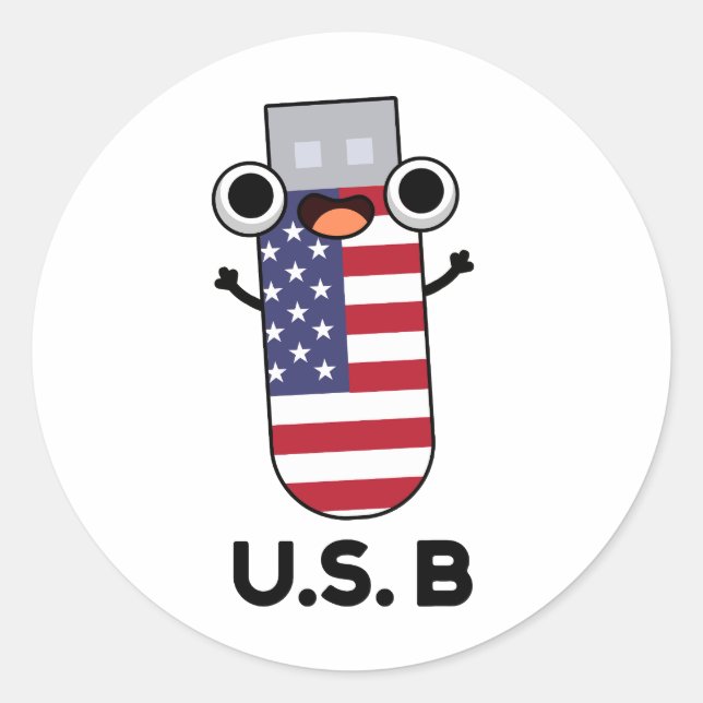 US B Funny United Staaten Pub Runder Aufkleber (Vorderseite)