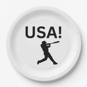 US-Baseballspieler mit Punkt als Kugel Pappteller