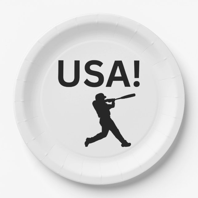 US-Baseballspieler mit Punkt als Kugel Pappteller (Vorderseite)