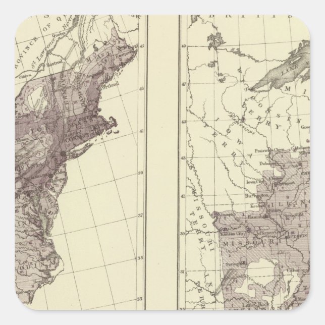 US-Bevölkerung 1830-1840 Quadratischer Aufkleber (Vorderseite)