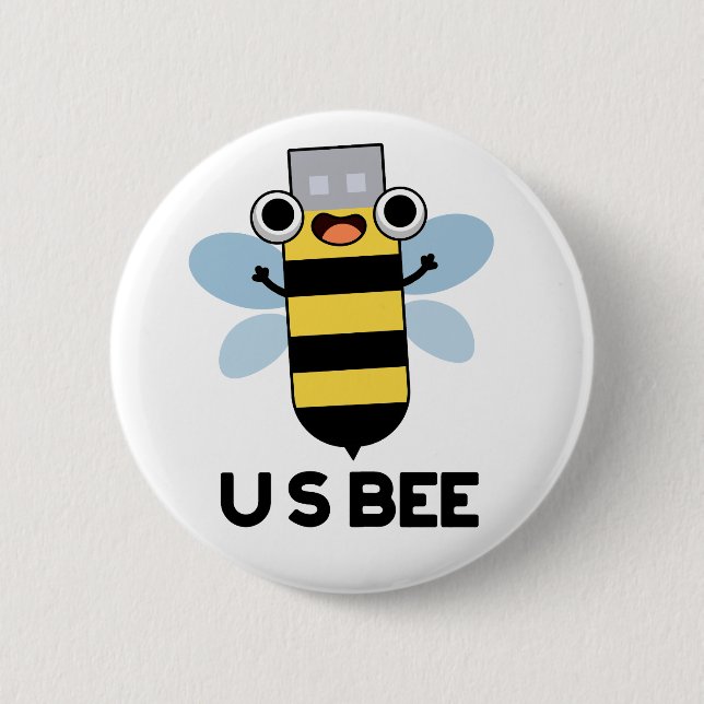 US-Biene-lustiger-USB-technischer-Wortwitz  Button (Vorderseite)