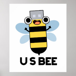 US-Biene lustiger USB technischer Wortwitz Poster