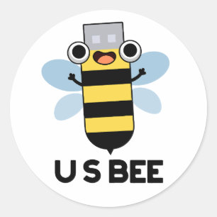US-Biene-lustiger-USB-technischer-Wortwitz Runder Aufkleber