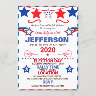 US BIRTHDAY BOY ELECTION BIRTHDAY INVITATION EINLADUNG