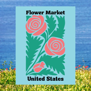 US-Blumenmarkt Pink-Rosen-Blumen Postkarte
