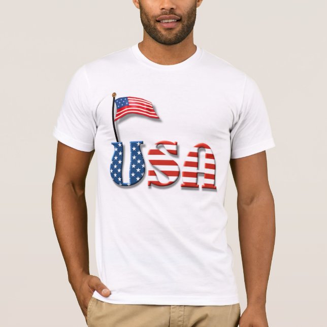 US-Briefe und amerikanische Flagge T-Shirt (Vorderseite)