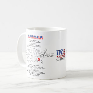 US-Bundesstaat Alabama auf einer Karte und nützlic Kaffeetasse
