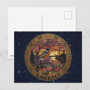 US-Bundesstaat Michigan Staatssymbole Postkarte