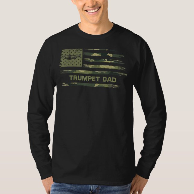 US Camouflage Flag Trumpet Vater Musiker Trumpeter T-Shirt (Vorderseite)