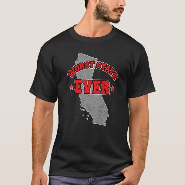 US Citizen Proud America Land Map Worst State Cali T-Shirt (Vorderseite)