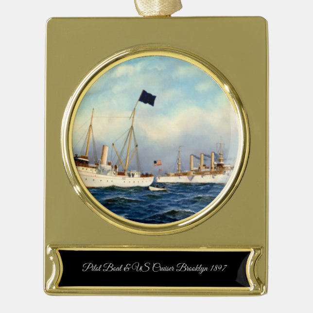 US Cruiser Brooklyn 1897 Banner-Ornament Gold (Vorderseite)