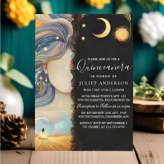 Us Dark Fun Star Prom Starry Night Sky Quinceanera Einladung