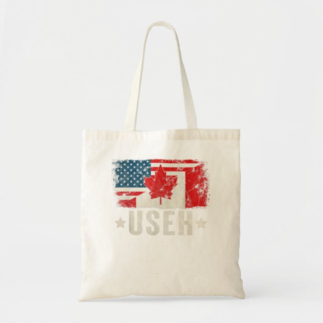 US Eh American Canadian Flag Vintager kanadischer  Tragetasche (Vorne)