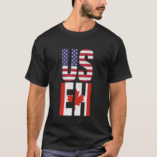 US EH Funny American Canadian USA Canada Flag_1 T-Shirt (Vorderseite)