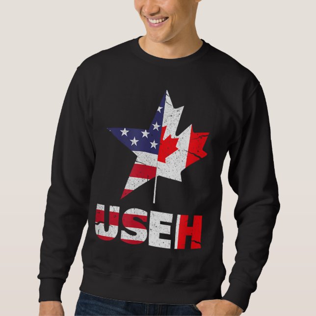US EH Funny Canada American Flag Sweatshirt (Vorderseite)