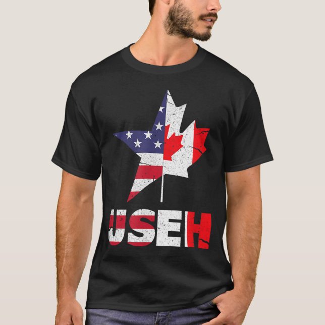 US EH Funny Canada American Flag T-Shirt (Vorderseite)