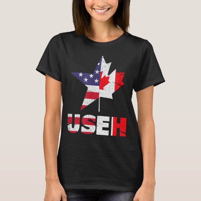US EH Funny Canada American Flag T-Shirt (Vorderseite)