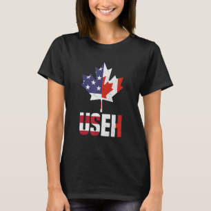 US EH Leaf Canadian American Flag Funny Canada USA T-Shirt