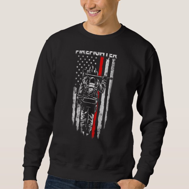 US Firefighter American Flag Patriotic Fireman Fat Sweatshirt (Vorderseite)