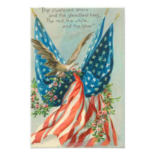 US-Flag Adler Rose Memorial Day Fotodruck