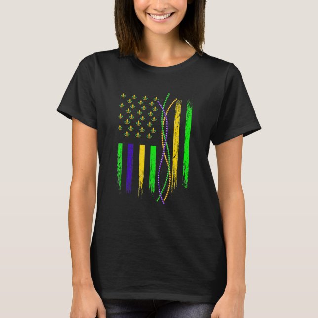 US Flag American Mardi Gras Carnival Party Men Wom T-Shirt (Vorderseite)