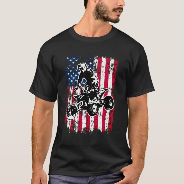 Us Flag Atv Rider Utv 4. Juli Racing American Pat T-Shirt (Vorderseite)