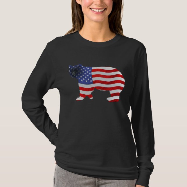 US FLAG & BEAR USA Style Ladys Shirt (Vorderseite)