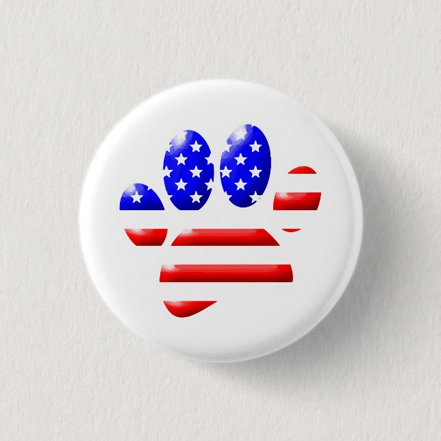US Flag Dog Paw Print Button (Vorderseite)