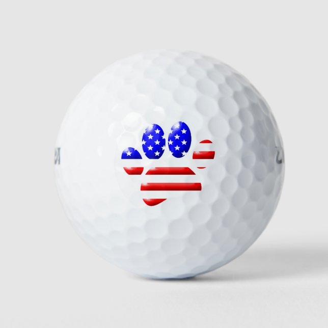 US Flag Dog Paw Print Golfball (Vorderseite)