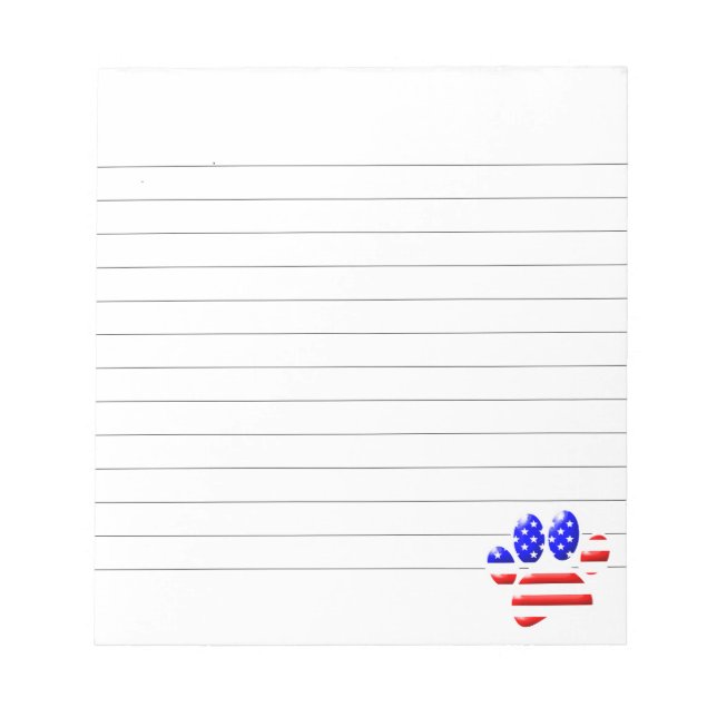 US Flag Dog Paw Print Linke Notizblock (Vorderseite)