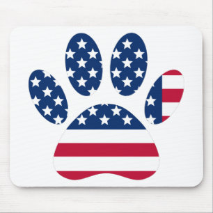 US Flag Dog Paw Print Mousepad