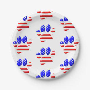 US Flag Dog Paw Print Pattern Paper Teller
