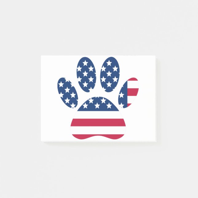 US Flag Dog Paw Print Post-it Klebezettel (Vorderseite)