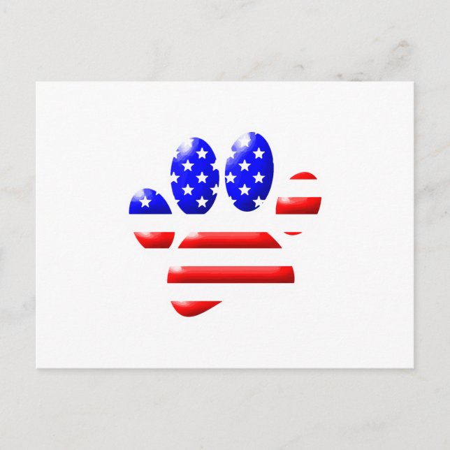 US Flag Dog Paw Print Postkarte (Vorderseite)