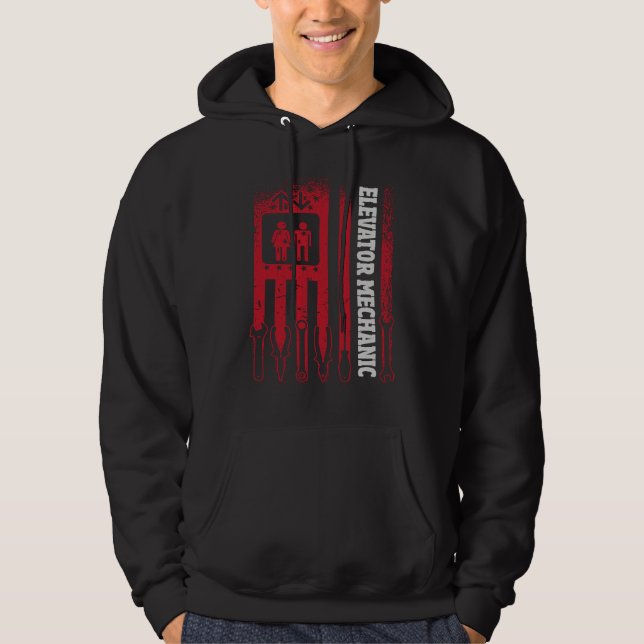 Us Flag Elevator Mechanic Hoodie (Vorderseite)