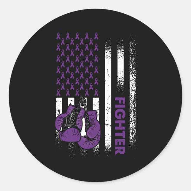 US Flag Epilepsie Kämpfen Lila Ribbon Epilepsy Aw Runder Aufkleber (Vorderseite)