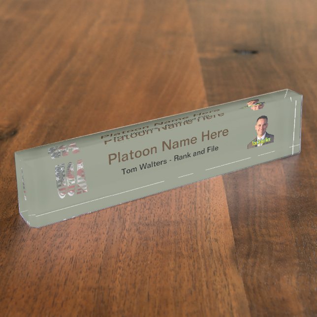 US Flag Fab Army Desk Name Plate Namensplakette (Seite)