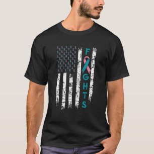 US Flag Fighter Brca Awareness T-Shirt