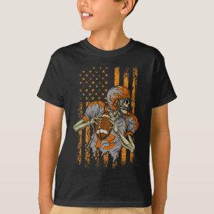 US Flag Footbyll Skeleton Halloween für Men Boys K T-Shirt