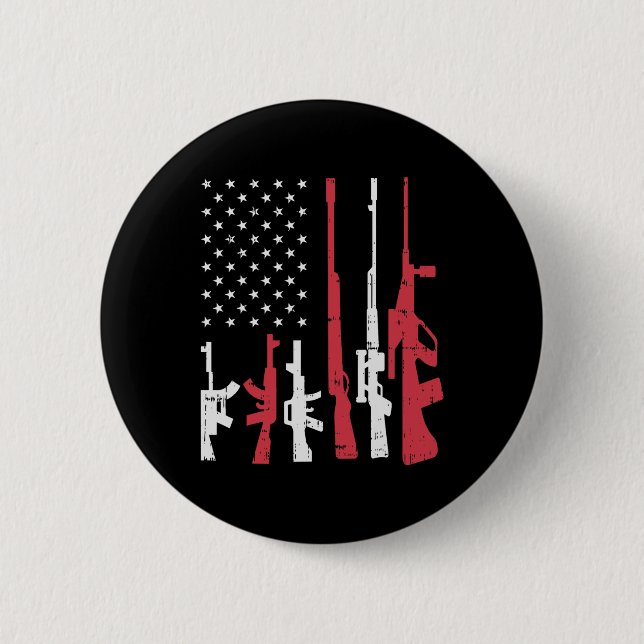 US Flag Guns Funny American Pride 4. Juli Pat Button (Vorderseite)