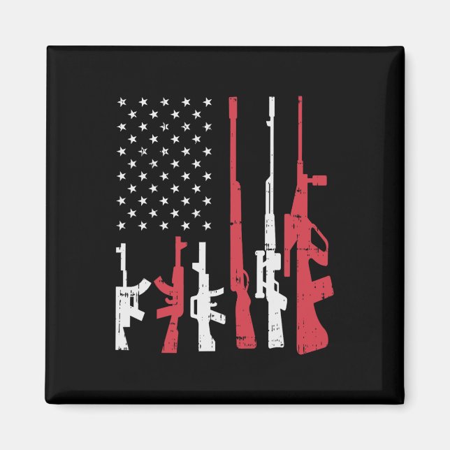 US Flag Guns Funny American Pride 4. Juli Pat Magnet (Vorne)
