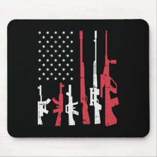 US Flag Guns Funny American Pride 4. Juli Pat Mousepad