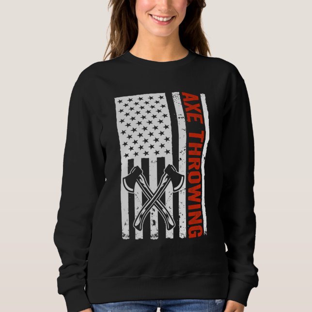 US Flag Hatchet Axe Throwing Sweatshirt (Vorderseite)