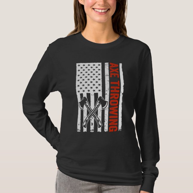 US Flag Hatchet Axe Throwing T-Shirt (Vorderseite)