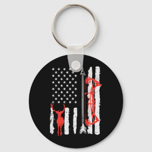 US Flag Hirsch Bow Jagd Patriotischer Bogenschütze Schlüsselanhänger
