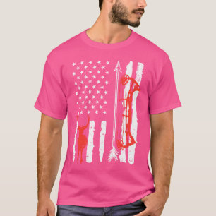 US Flag Hirsch Bow Jagd Patriotischer Bogenschütze T-Shirt